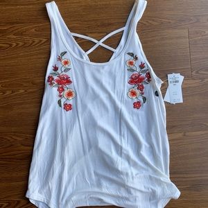 white tank with floral design